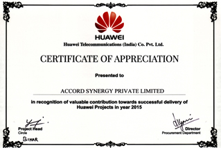 APPRECIATION AWARD 2015 FROM HUAWEI