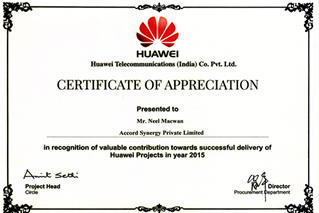 APPRECIATION AWARD 2015 FROM HUAWEI